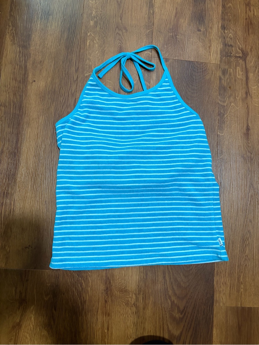 Y2K Women’s Abercrombie & Fitch Blue Striped Halter Tank Top large